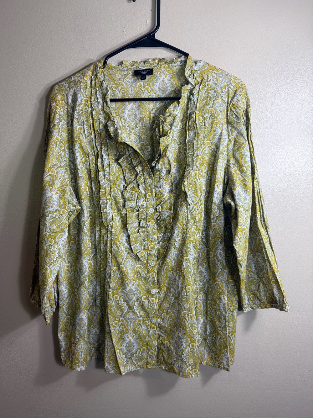Talbots Paisley Ruffle Blouse Plus Size 14W